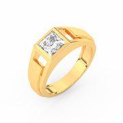 2Ct Princess Cut Moissanite Men’s Solitaire Ring 14K Yellow Gold Plated